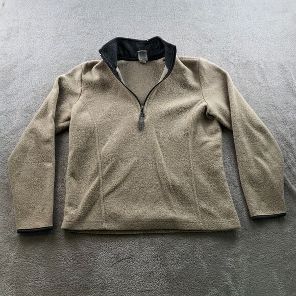 Old Navy Womens Fleece Jacket Medium Pullover Beige 1/4 Zip Cozy Outdoors Casual - Picture 11 of 12